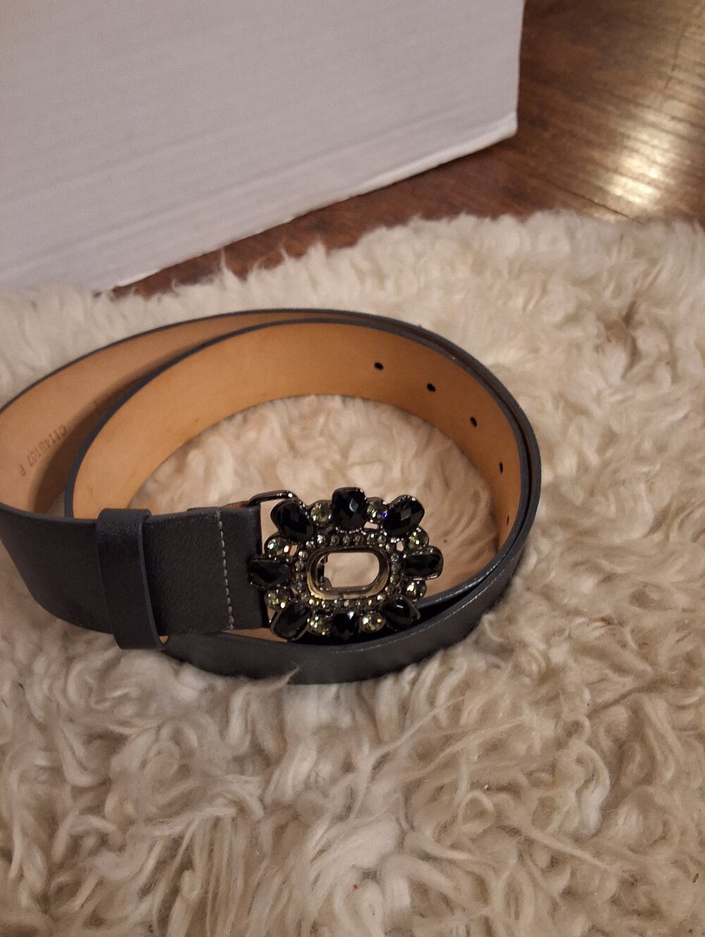 WORTH Black Leather Vintage Jeweled Buckle Western Cowgirl Belt Made in USA M/L - Picture 4 of 12